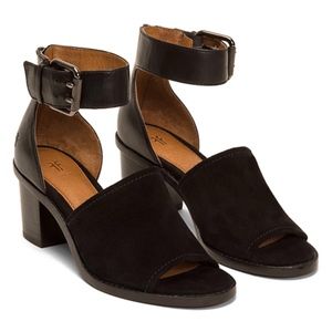 NWOB Frye Black Brielle Ankle Strap Suede Sandal
